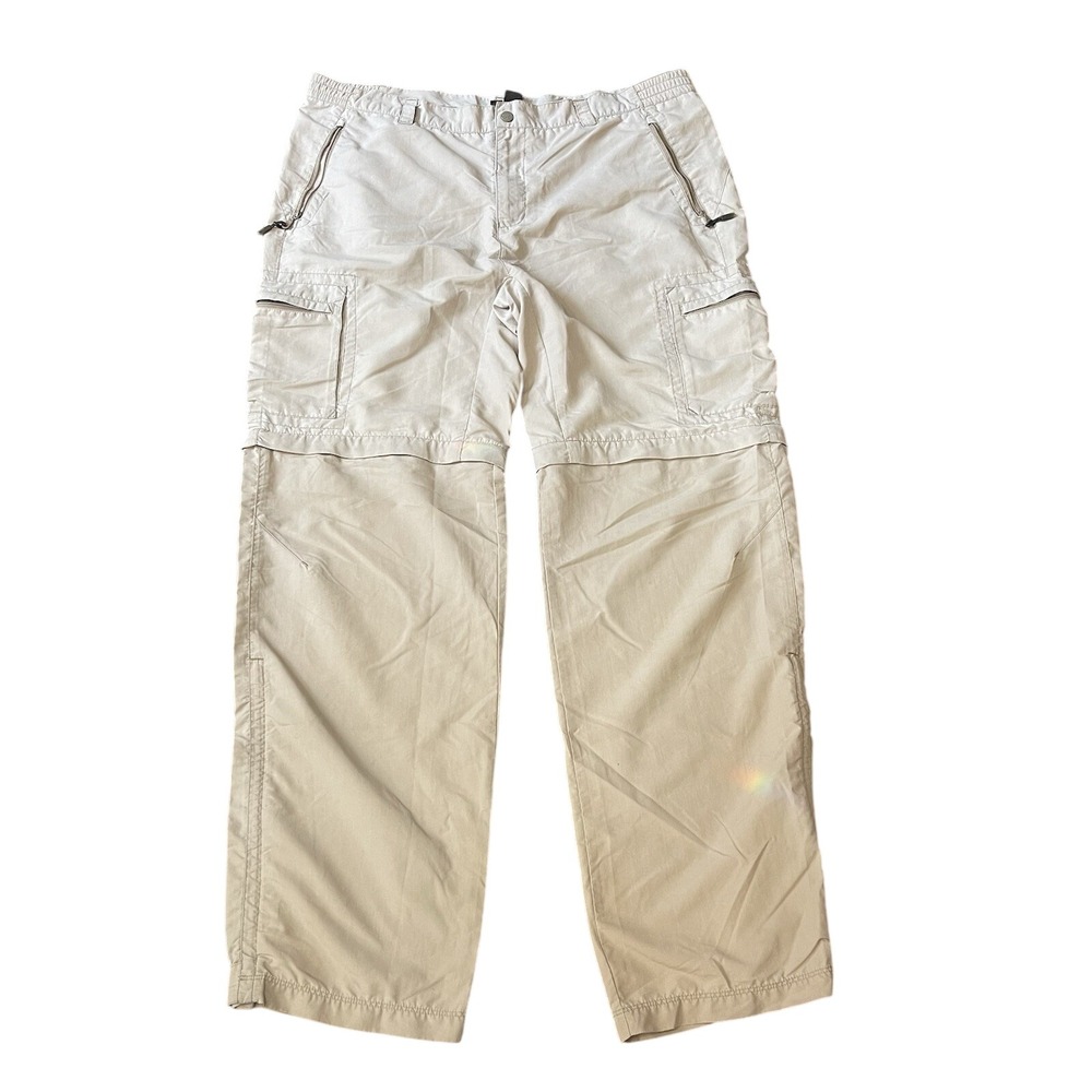 REI Pants Mens 40X30‎ Tan UPF 50+ Nylon Outdoor Hiking Cargo Zip Pants/Shorts